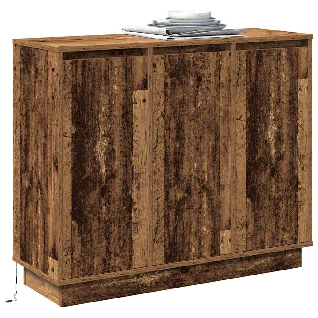 LED-Sideboard mit Regal Altholz 90 x 32 x 75 cm Holzwerkstoff