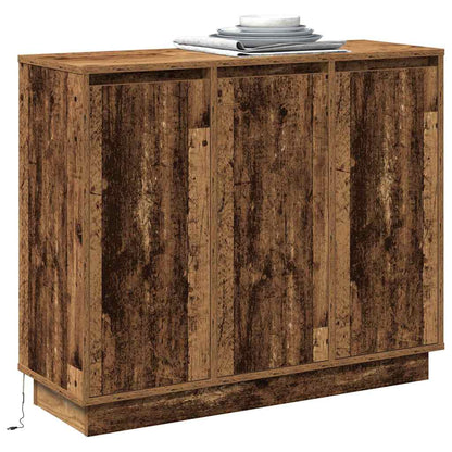 LED-Sideboard mit Regal Altholz 90 x 32 x 75 cm Holzwerkstoff