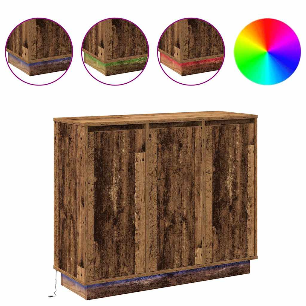 LED-Sideboard mit Regal Altholz 90 x 32 x 75 cm Holzwerkstoff