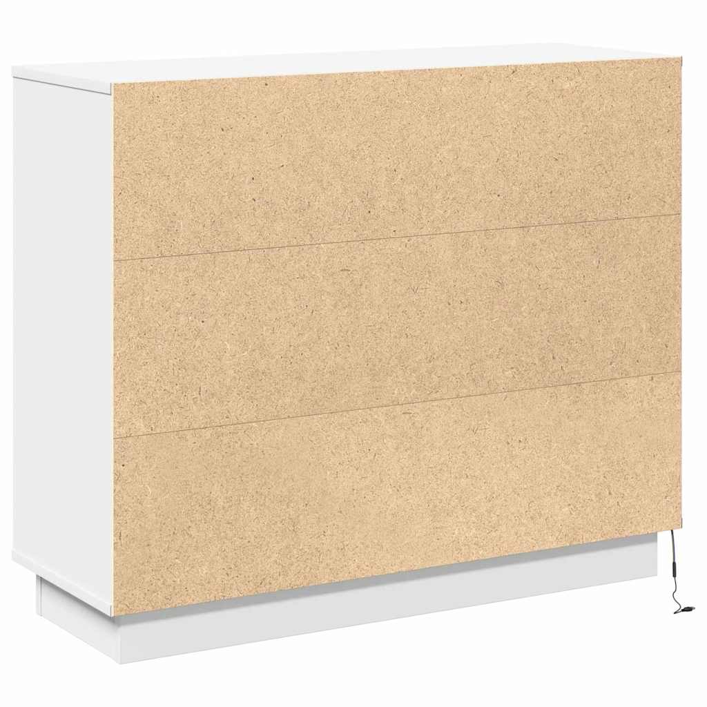 LED-Sideboard mit Regal Weiß 90 x 32 x 75 cm Holzwerkstoff