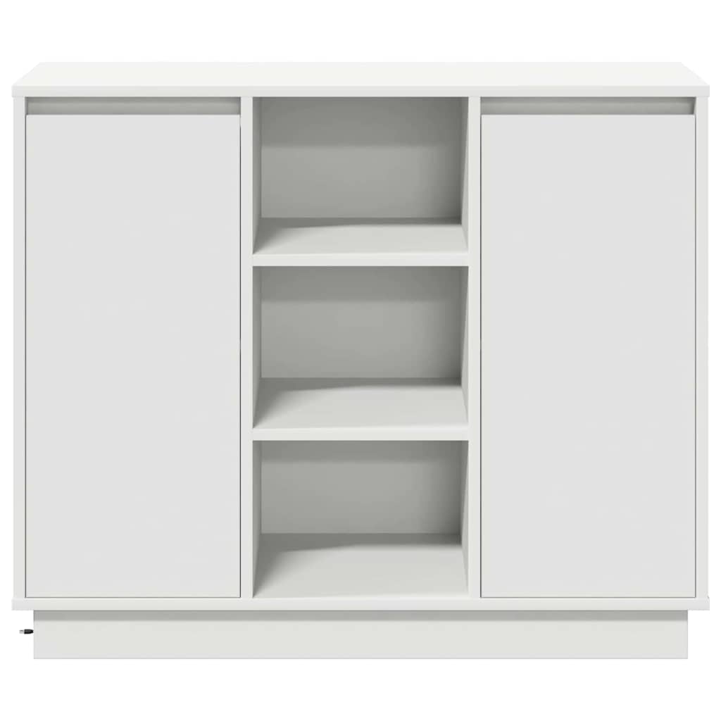 LED-Sideboard mit Regal Weiß 90 x 32 x 75 cm Holzwerkstoff