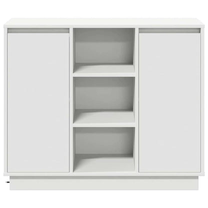 LED-Sideboard mit Regal Weiß 90 x 32 x 75 cm Holzwerkstoff