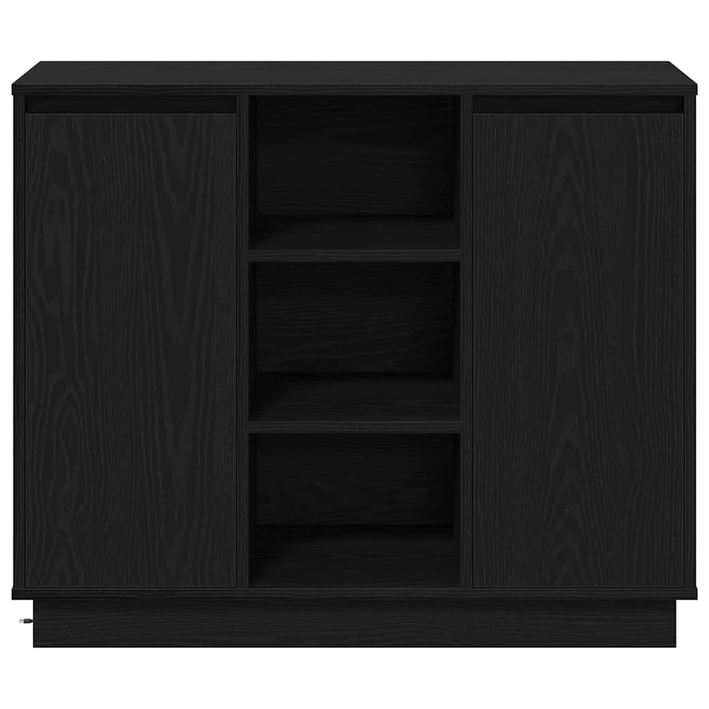 LED-Sideboard mit Regal Schwarz Eichen-Optik 90 x 32 x 75 cm