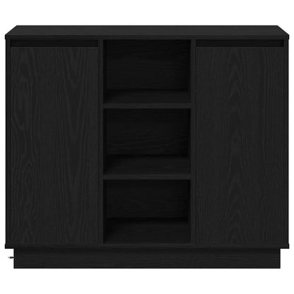 LED-Sideboard mit Regal Schwarz Eichen-Optik 90 x 32 x 75 cm
