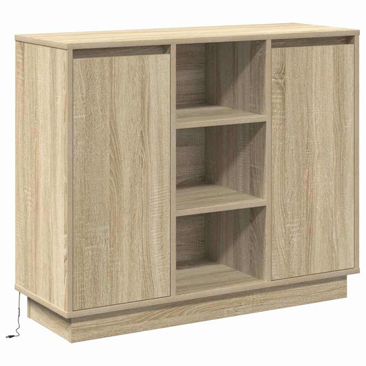 LED-Sideboard Sonoma-Eiche 90 x 32 x 75 cm Holzwerkstoff