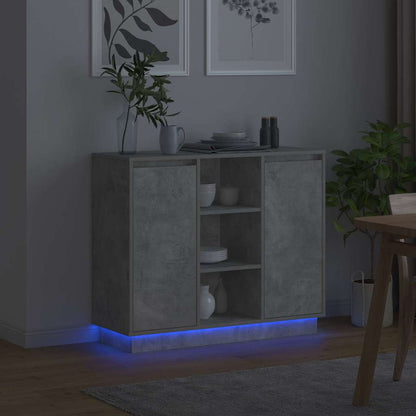 LED-Sideboard mit Tür Beton Grau 90 x 32 x 75 cm Holzwerkstoff