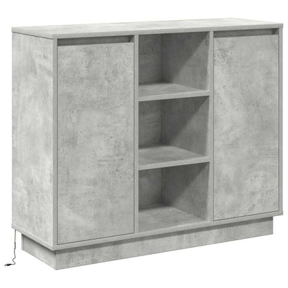 LED-Sideboard mit Tür Beton Grau 90 x 32 x 75 cm Holzwerkstoff