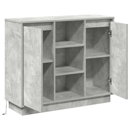 LED-Sideboard mit Tür Beton Grau 90 x 32 x 75 cm Holzwerkstoff