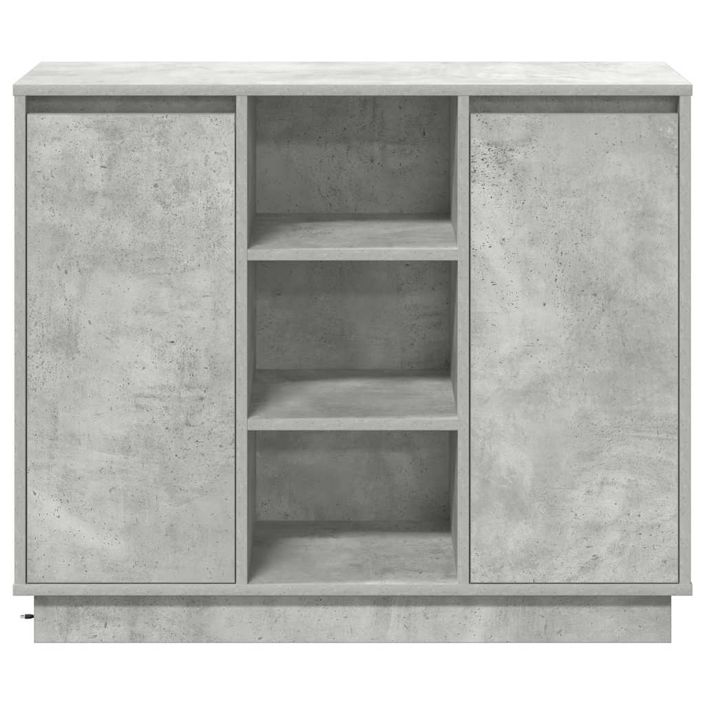 LED-Sideboard mit Tür Beton Grau 90 x 32 x 75 cm Holzwerkstoff