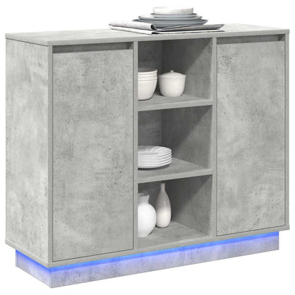 LED-Sideboard mit Tür Beton Grau 90 x 32 x 75 cm Holzwerkstoff