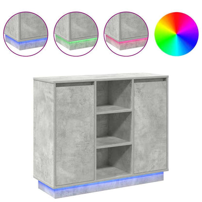 LED-Sideboard mit Tür Beton Grau 90 x 32 x 75 cm Holzwerkstoff