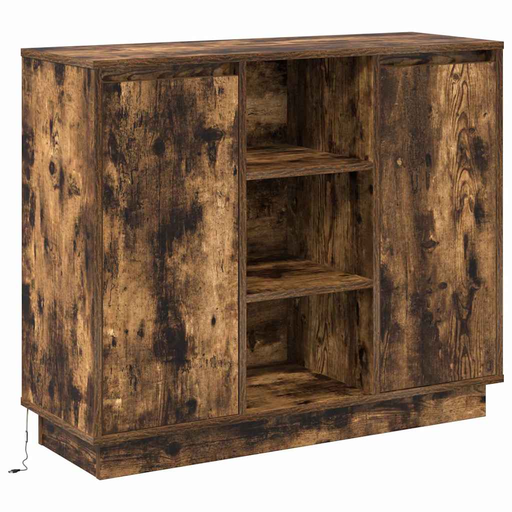 LED-Sideboard Geräucherte Eiche 90 x 32 x 75 cm Holzwerkstoff