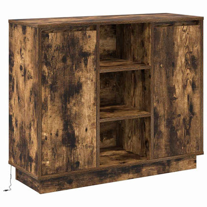 LED-Sideboard Geräucherte Eiche 90 x 32 x 75 cm Holzwerkstoff