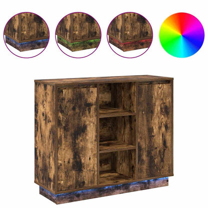 LED-Sideboard Geräucherte Eiche 90 x 32 x 75 cm Holzwerkstoff