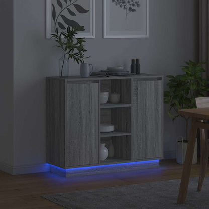 LED-Sideboard Graues Sonoma 90 x 32 x 75 cm Holzwerkstoff