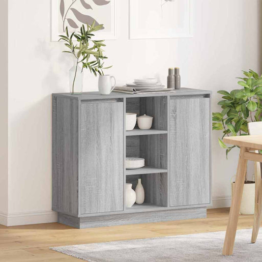 LED-Sideboard Graues Sonoma 90 x 32 x 75 cm Holzwerkstoff