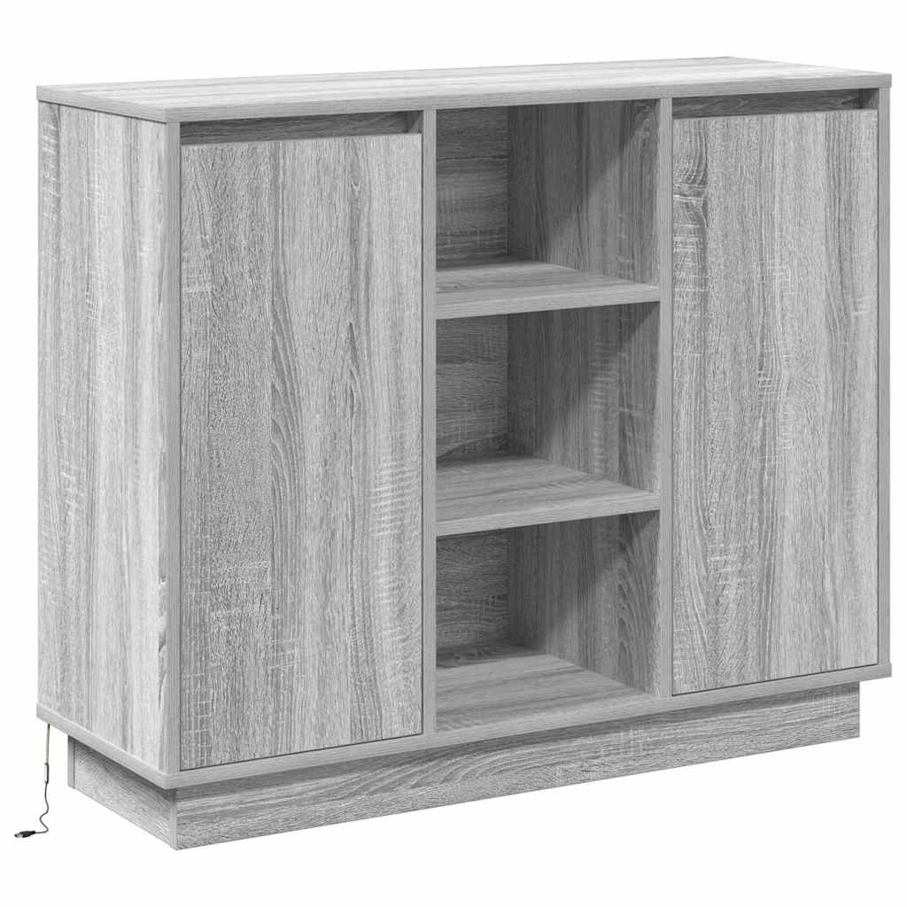 LED-Sideboard Graues Sonoma 90 x 32 x 75 cm Holzwerkstoff