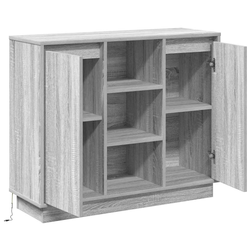 LED-Sideboard Graues Sonoma 90 x 32 x 75 cm Holzwerkstoff