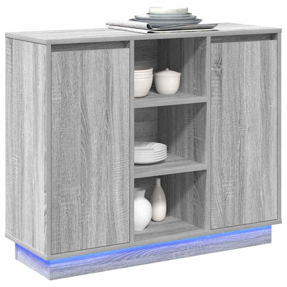 LED-Sideboard Graues Sonoma 90 x 32 x 75 cm Holzwerkstoff