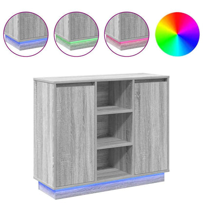 LED-Sideboard Graues Sonoma 90 x 32 x 75 cm Holzwerkstoff