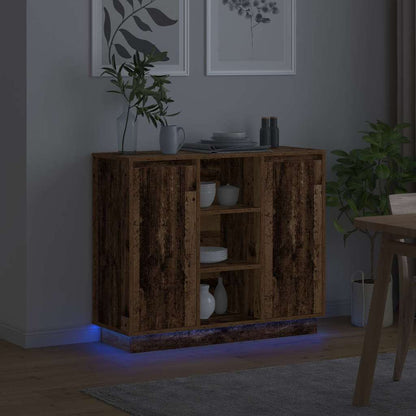 LED-Sideboard mit Regal Altholz 90 x 32 x 75 cm Holzwerkstoff