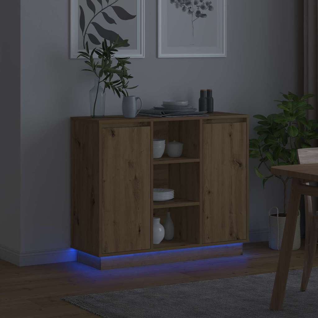LED-Sideboard Artisan-Eiche 90 x 32 x 75 cm Holzwerkstoff