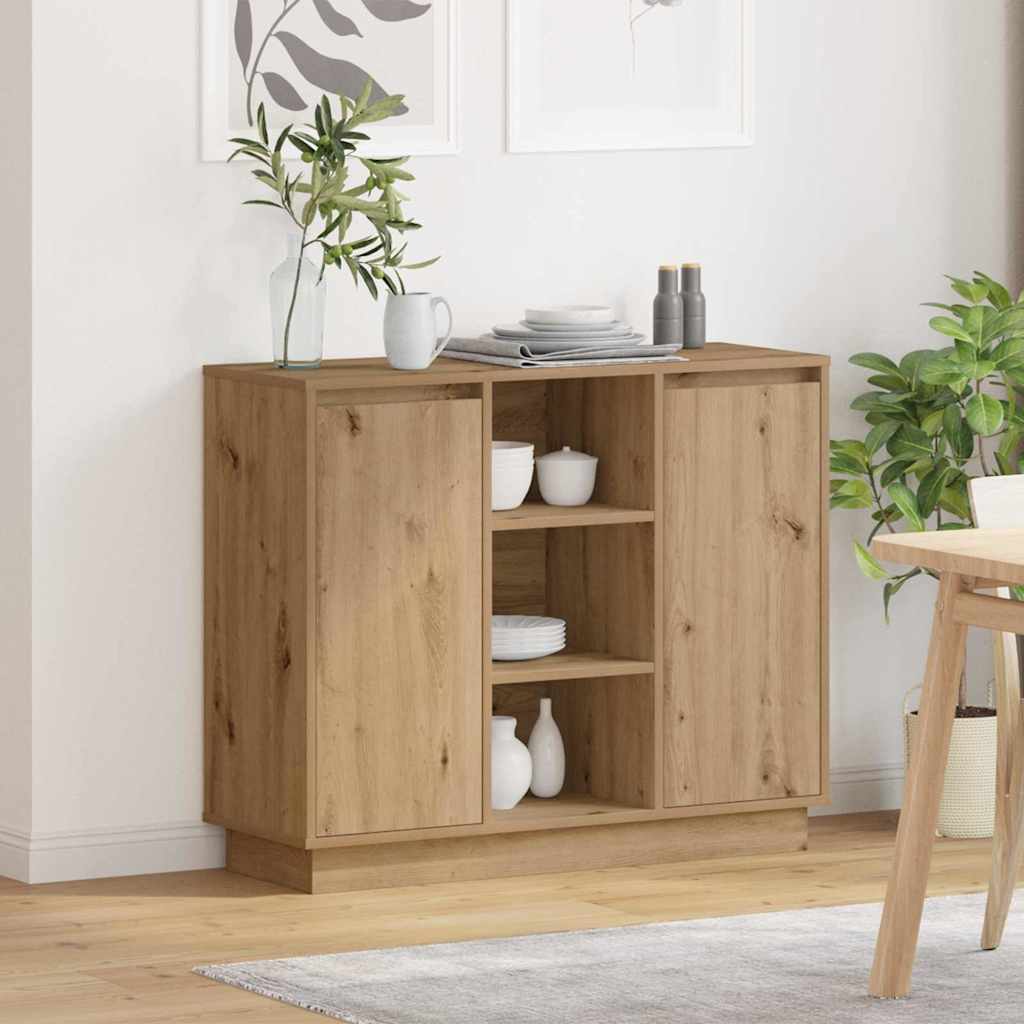 LED-Sideboard Artisan-Eiche 90 x 32 x 75 cm Holzwerkstoff