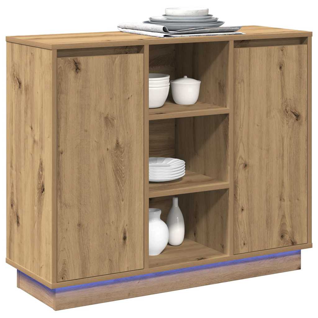 LED-Sideboard Artisan-Eiche 90 x 32 x 75 cm Holzwerkstoff