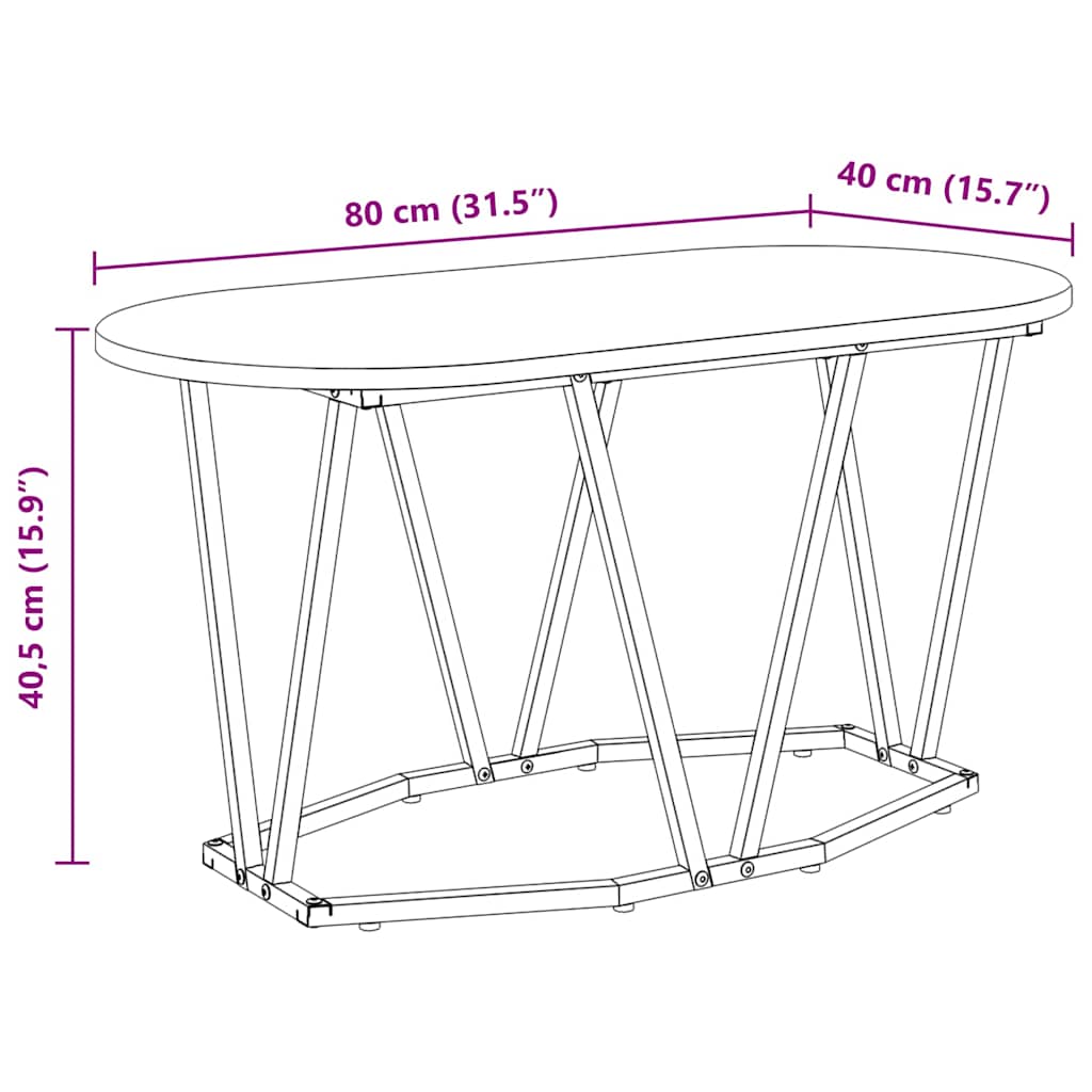 Couchtisch Grau 80 x 40 x 40,5 cm Sperrholz und Metall