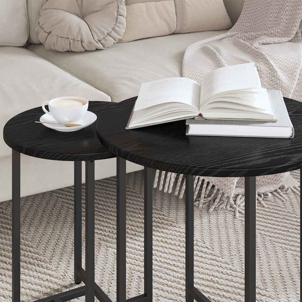 Beistelltisch-Set 2 pcs Schwarz Eichen-Optik 50 x 50 x 50 cm