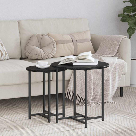 Beistelltisch-Set 2 pcs Schwarz Eichen-Optik 50 x 50 x 50 cm