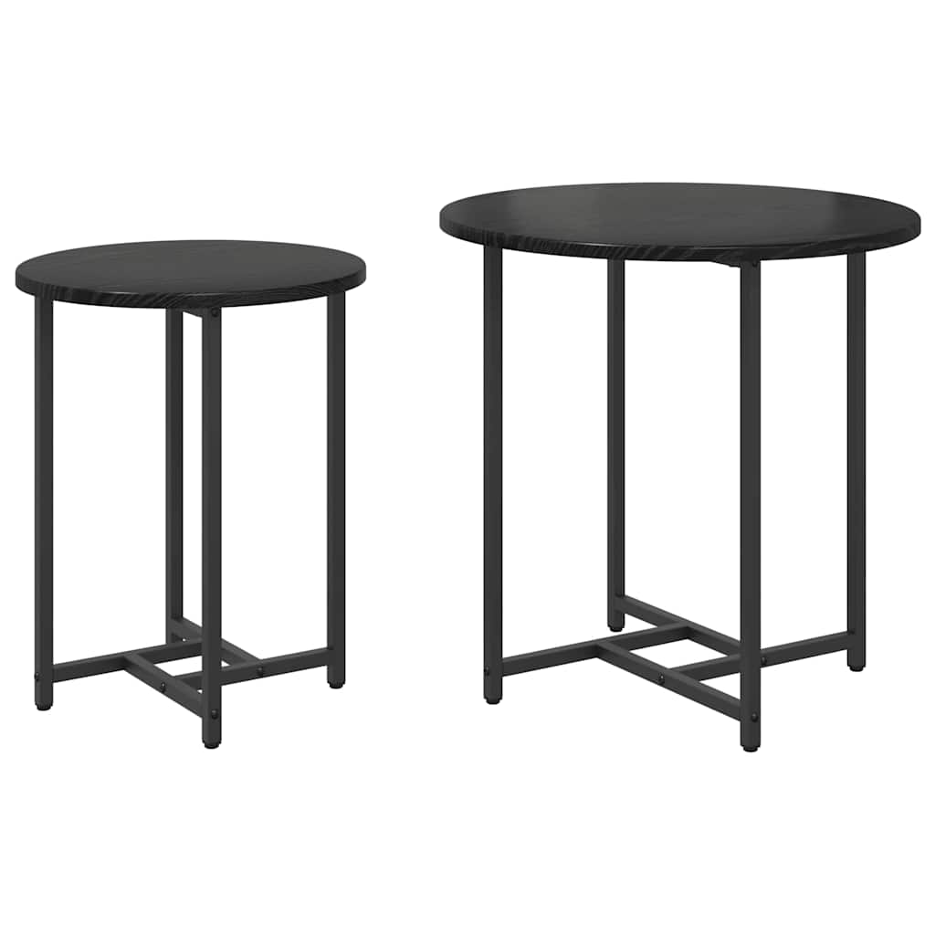 Beistelltisch-Set 2 pcs Schwarz Eichen-Optik 50 x 50 x 50 cm