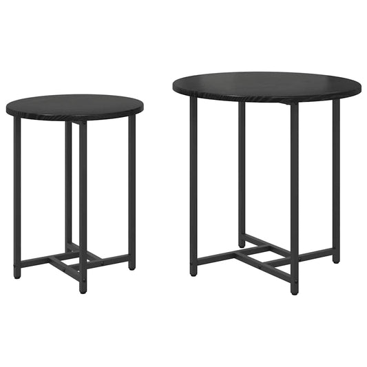 Beistelltisch-Set 2 pcs Schwarz Eichen-Optik 50 x 50 x 50 cm