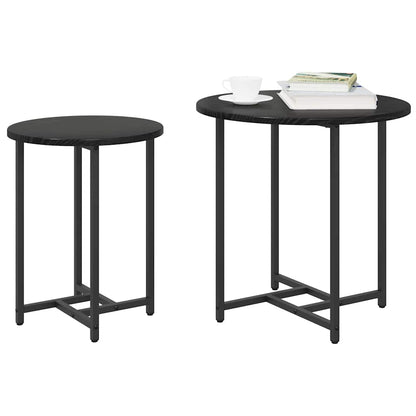 Beistelltisch-Set 2 pcs Schwarz Eichen-Optik 50 x 50 x 50 cm