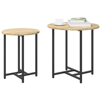 Beistelltisch-Set 2 pcs Sonoma-Eiche und Schwarz