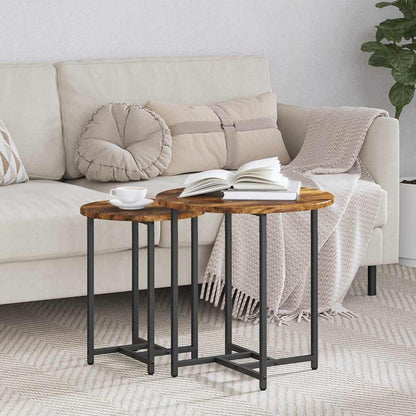 Beistelltisch-Set 2 pcs Rauchesche und Schwarz 50 x 50 x 50 cm