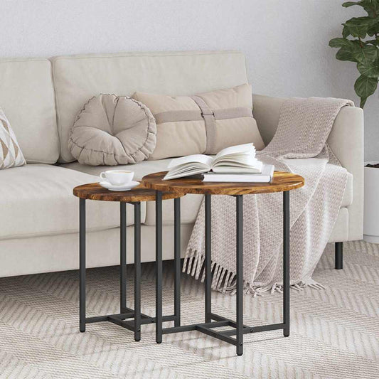 Beistelltisch-Set 2 pcs Rauchesche und Schwarz 50 x 50 x 50 cm