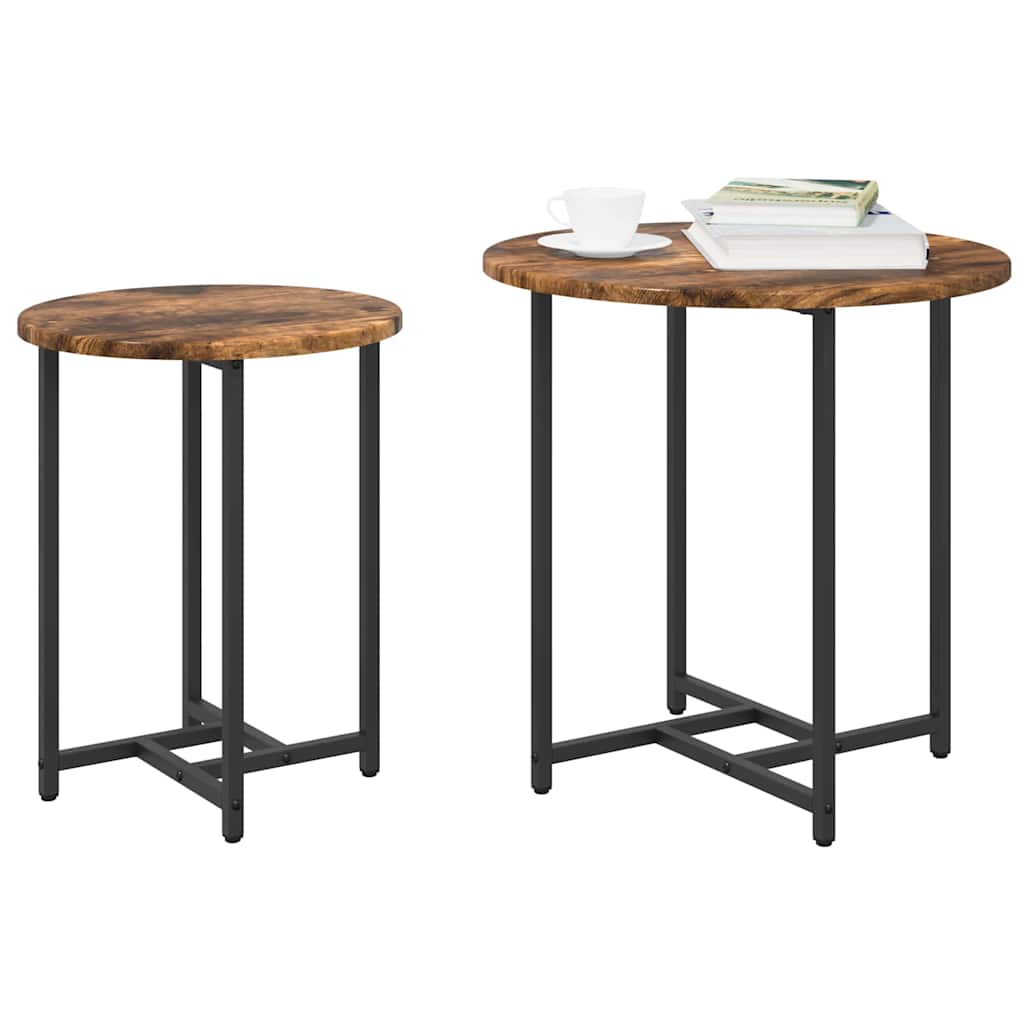 Beistelltisch-Set 2 pcs Rauchesche und Schwarz 50 x 50 x 50 cm