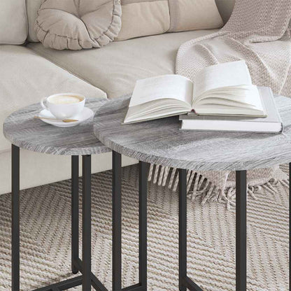 Beistelltisch-Set 2 pcs Grau Sonoma und Schwarz 50 x 50 x 50 cm