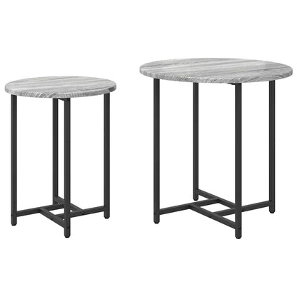 Beistelltisch-Set 2 pcs Grau Sonoma und Schwarz 50 x 50 x 50 cm