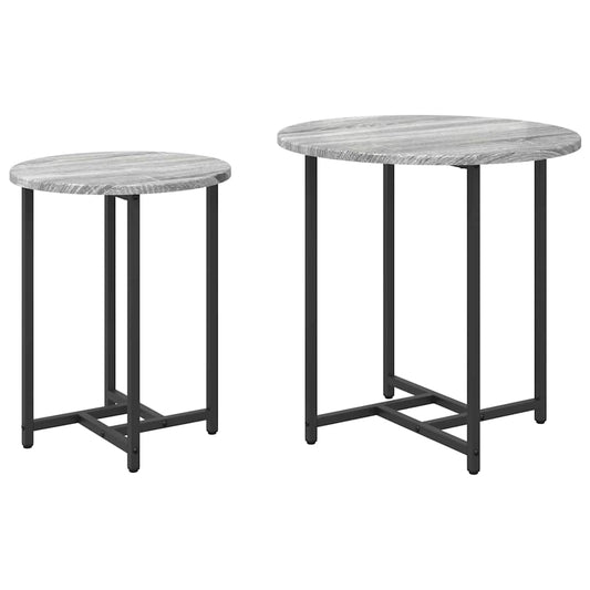 Beistelltisch-Set 2 pcs Grau Sonoma und Schwarz 50 x 50 x 50 cm