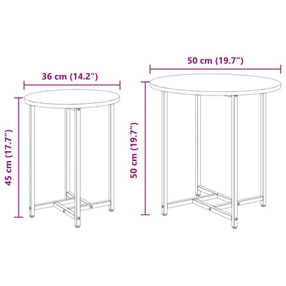 Beistelltisch-Set 2 pcs Grau Sonoma und Schwarz 50 x 50 x 50 cm