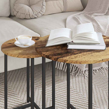 Beistelltisch-Set 2 pcs Altes Holz und Schwarz 50 x 50 x 50 cm