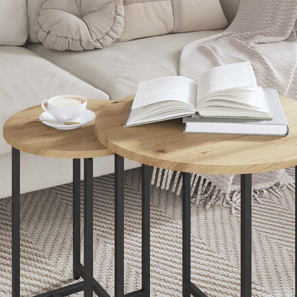 Beistelltisch-Set 2 pcs Artisan Eiche und Schwarz