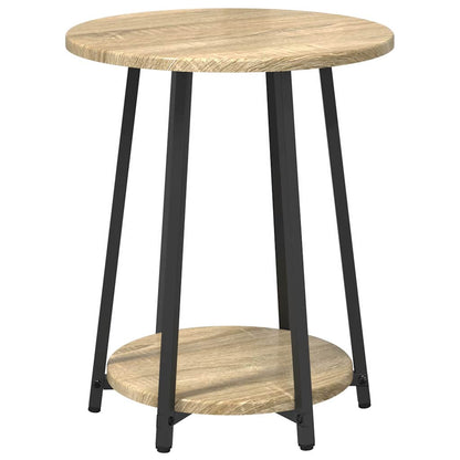 Beistelltisch-Set mit Regal 2 pcs Sonoma-Eiche und Schwarz