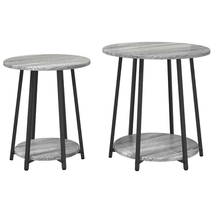 Beistelltisch-Set 2 pcs Grau Sonoma und Schwarz 50 x 50 x 51 cm