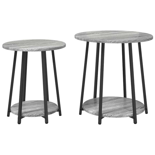 Beistelltisch-Set 2 pcs Grau Sonoma und Schwarz 50 x 50 x 51 cm