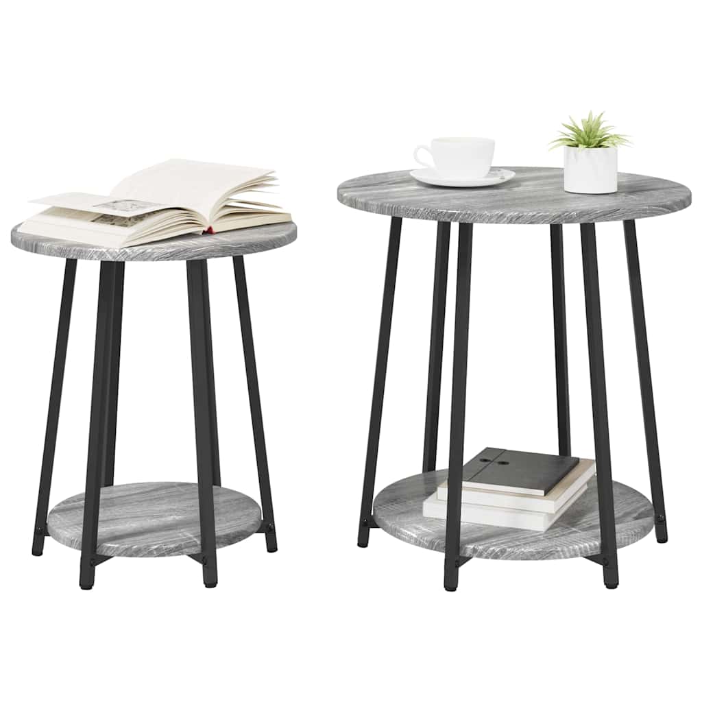 Beistelltisch-Set 2 pcs Grau Sonoma und Schwarz 50 x 50 x 51 cm