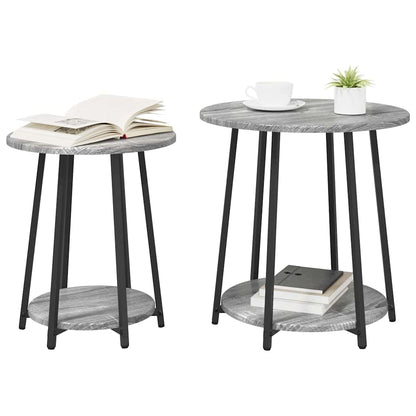 Beistelltisch-Set 2 pcs Grau Sonoma und Schwarz 50 x 50 x 51 cm