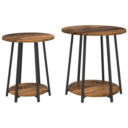 Beistelltisch-Set 2 pcs Altes Holz und Schwarz 50 x 50 x 51 cm